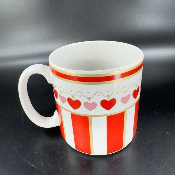 Flowers Inc Balloons Ceramic Coffee Mug Cup Red Pink Hearts Made Korea Vintage - Picture 12 of 12